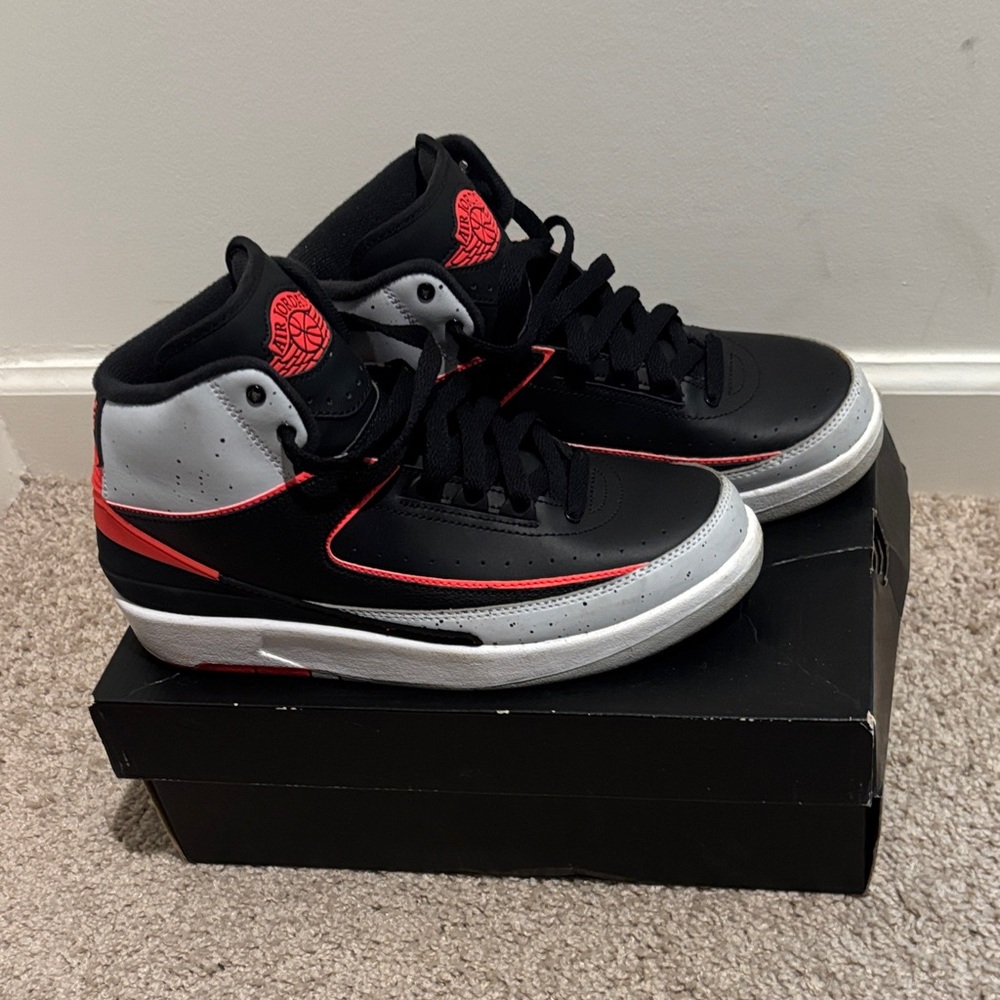 Jordan Kids Black and Red High-Top Sneakers